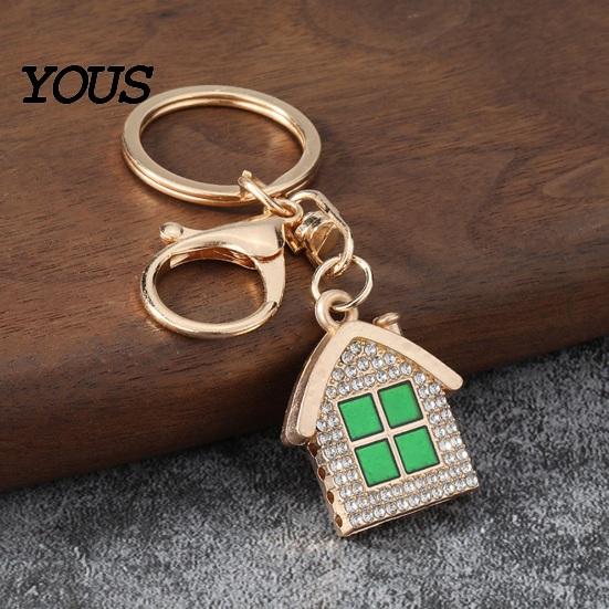Non-blackening Metal Keychain Pendant, 3D Cabin Shape Key Holder with Lobster Long-lasting Shiny Clasp And Ring, Anti-Oxidation Fall-Resistant Window