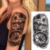 1 Foglio Impermeabile Nave Pirata Vela Tatuaggi Temporanei Per Uomo Donna Bussola Realistica Orologio Tatuaggio Finto Adesivo Lunga Durata