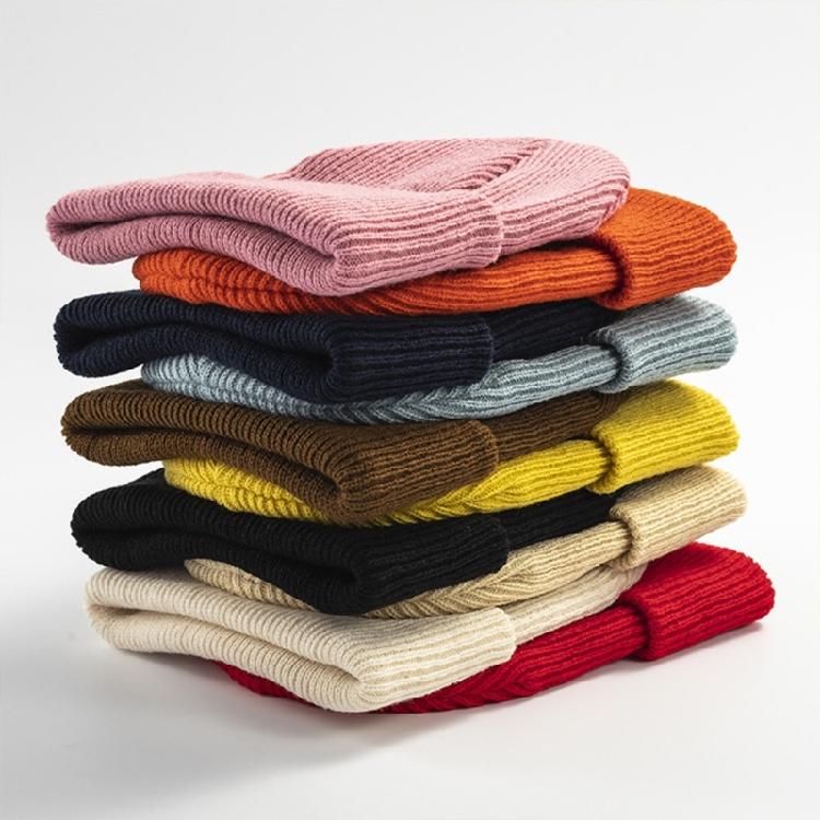Warm Knitted Wool Cap Unisex Beanie Stretch Thick Knitted Cap for Cold Weather