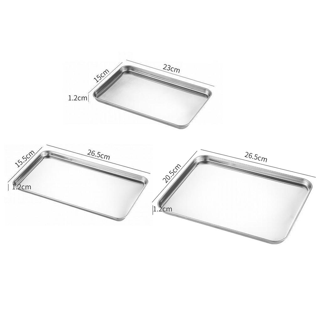 1PC Rectangle Stainless Steel Tray Food Serving Plate Buffet Presentation Pan for Rice Home Dishes Storage Kitchen Gadget