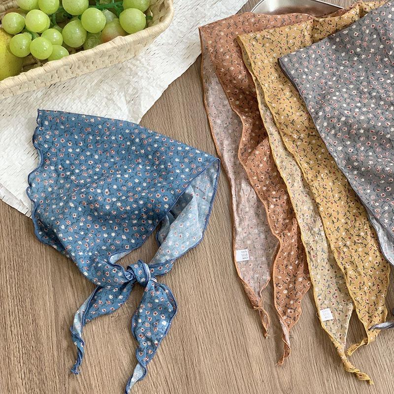 Triangle scarf scarf women's small scarf summer new breathable versatile headscarf summer pastoral headband tied hair streamer tied bag strap