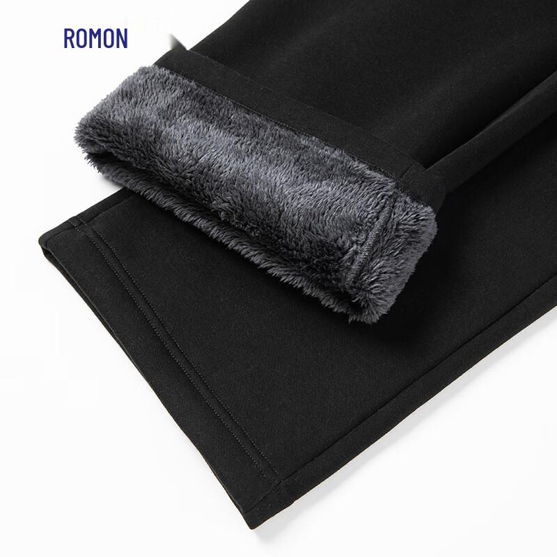 ROMON S Men's Fleece-Lined Warm Straight Casual & Sports Pants