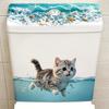Cute Swimming Cat Toilet Sticker Waterproof Self-Adhesive Non-Toxic Vinyl Decal Safe for Kids Bathroom Wall Decor