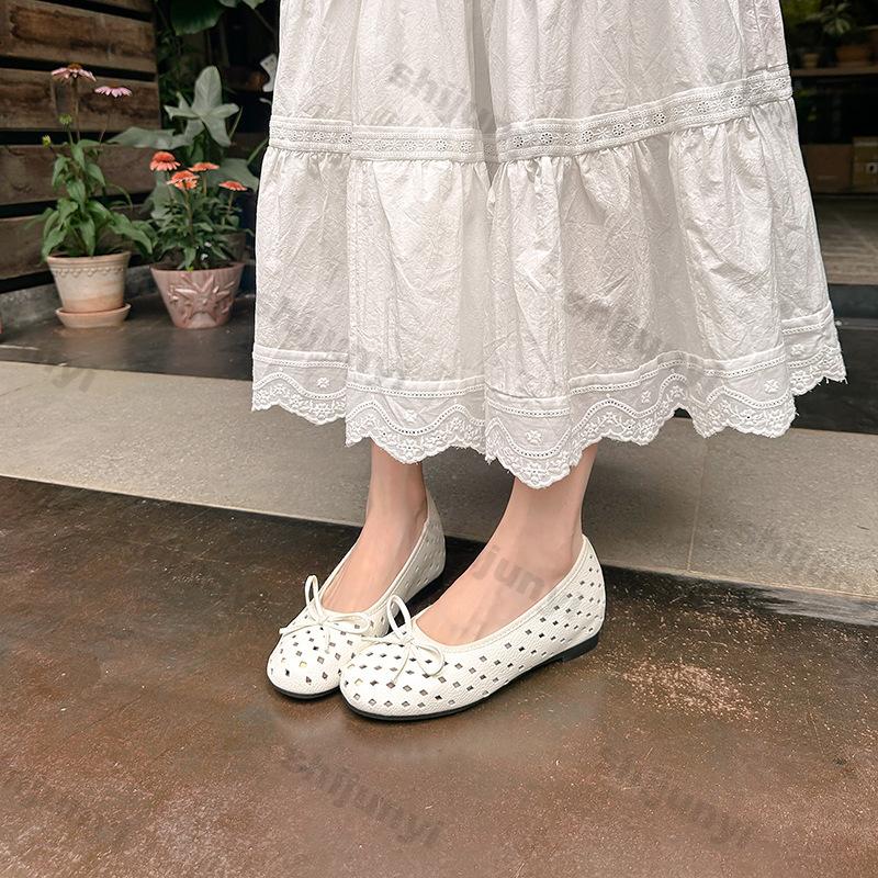 Fashion Women's Mary Jane Shoes Summer Fashion Bow-knot Comfortable Sandals Hollow Breathable Lightweight Height Increase Casual Shoes