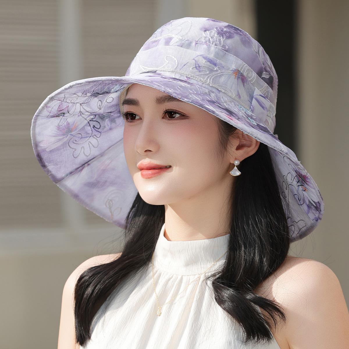 

Spring and summer new organza elegant bucket hat women s fashion versatile sun hat outdoor breathable sun hat M（56-58cm） синій