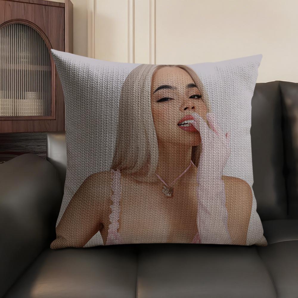 Singer KKenia OS Pink Aura Cushion Cover Natural Linen Organic Fabric DoubleSided Printing Sofa Home Decor Gift Pillow Case