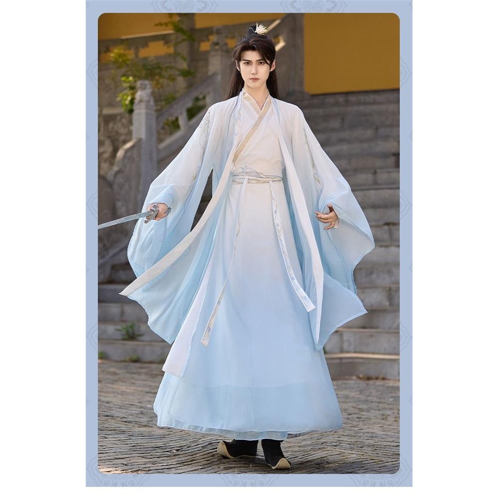 Hanfu Unisex Dinastia Song a Collo Incrociato in Vita, Costume Cinese Antico Stampato Svolazzante Etereo per Primavera Estate