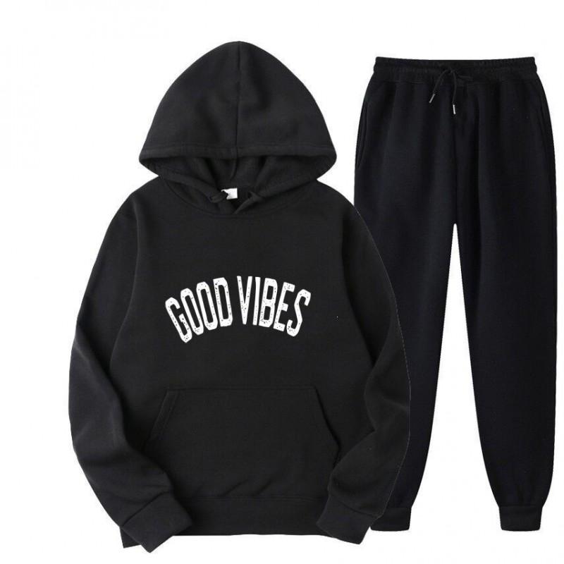 2026 Mens Tracksuit Set Hooded Sweatshirt Pants Winter Fleece Lined Casual Sportswear