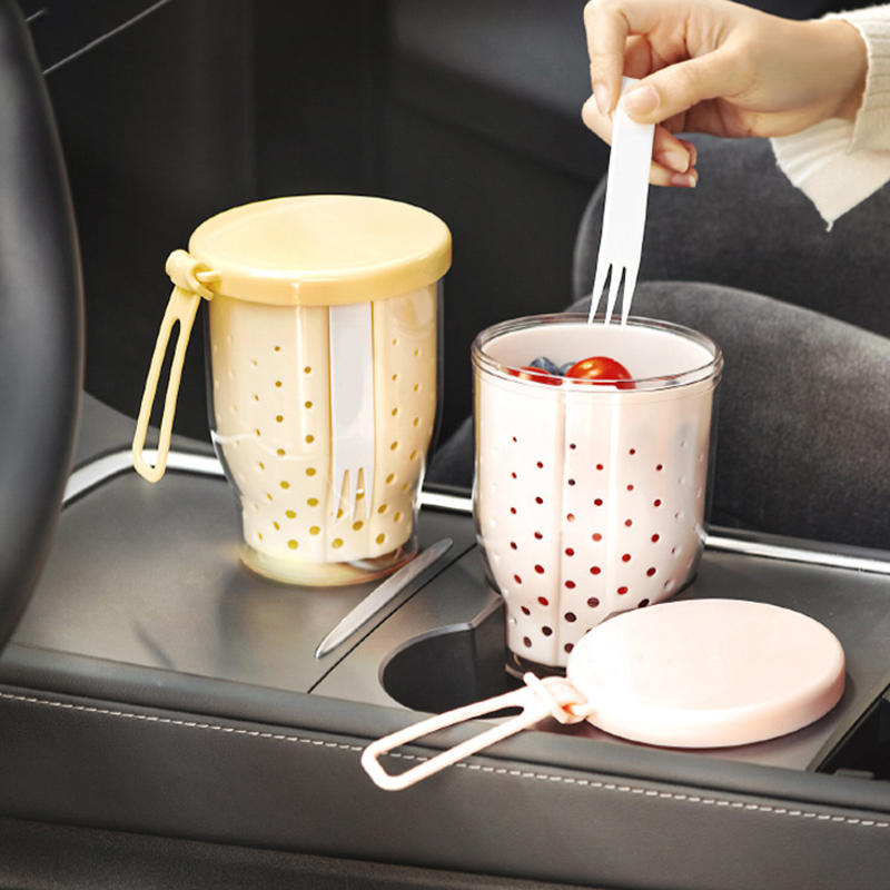 Double Layer Oatmeal Storage Jars Salad Cups Cereal Nut Yogurt Container with Fork Sauce Cup Food Storage Bento Box