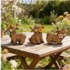 Dreiteilige Schottland-Rinderfiguren, kombiniert mit Schmetterling, Sonnenblume, Vogel, Resin-Dekorationsstatue im Landhausstil