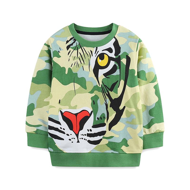 Boys Cartoon Print Hoodie - Autumn European & American Style, Long Sleeve, Knitted Cotton, Round Neck Sportswear. 5 Years (115 cm)