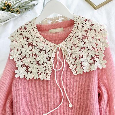 Lace Hollowed Out Shawl For Women Skirt Doll False Collar Floral Decoration Crochet Knitted Detachable Cape Fake Collar for Daily Use
