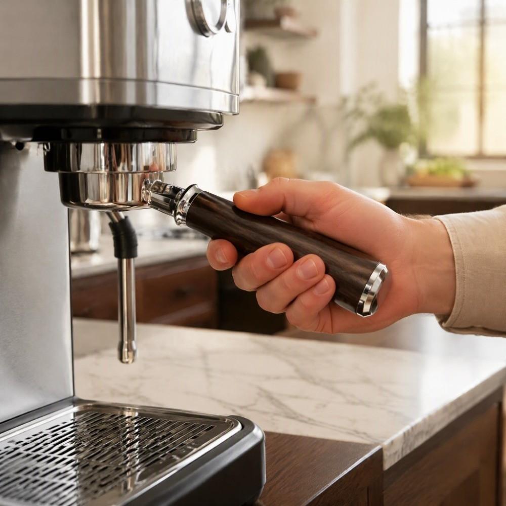 Stainless Steel and Wooden Handle Bottomless Portafilter for Delonghi EC0680 Espresso Brewing