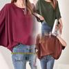 2025 Ice Silk Pleated Batwing Sleeve Plus Size Women's Top - Casual and Trendy
