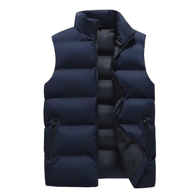 Autumn and winter warm men's vest casual loose thickened coat men's solid color simple men's vest