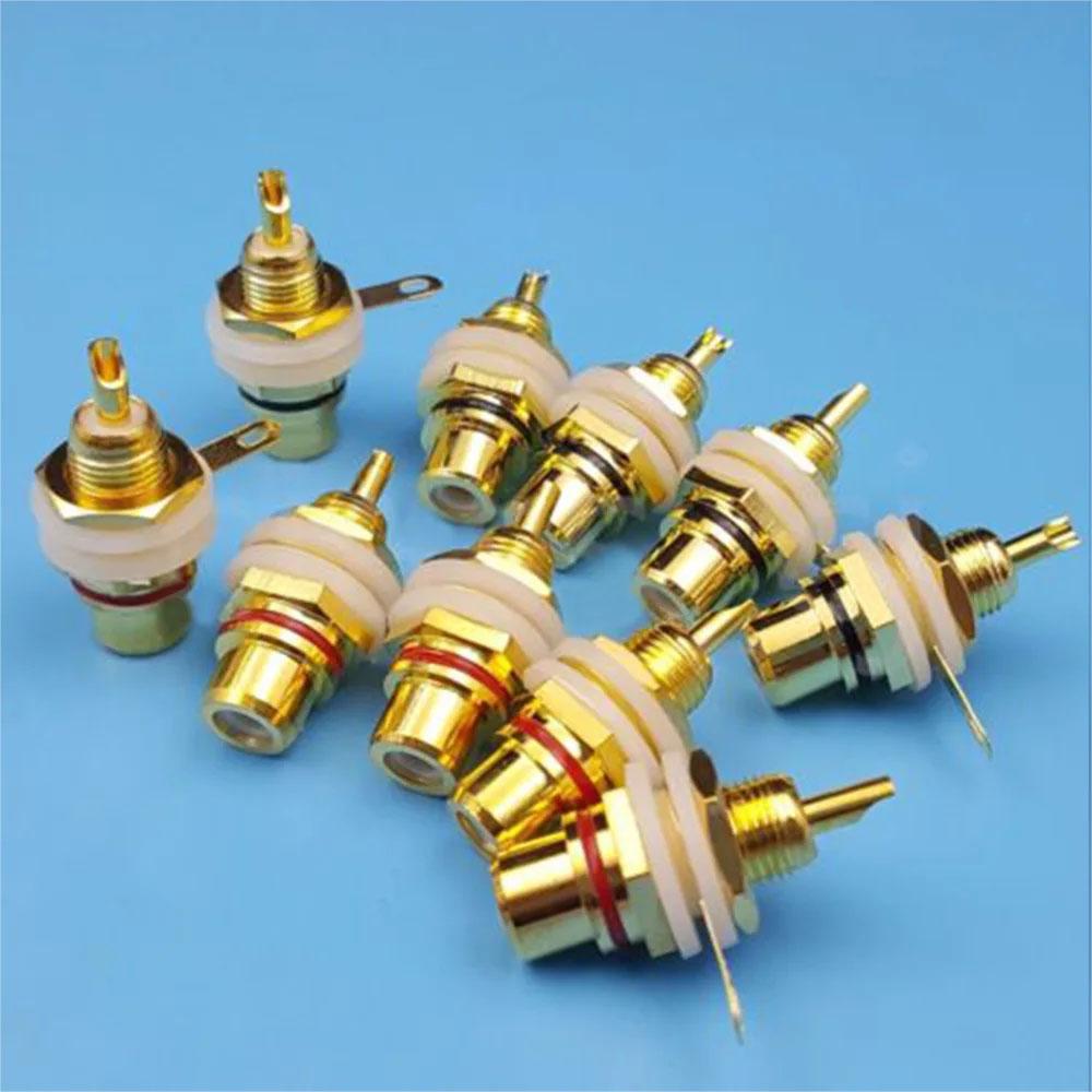 2-10PCS RCA Female Socket Connectors Zinc Alloy Gold Plating Female RCA Jack Connector for DIY Wire RCA Female Plug Audio Socket