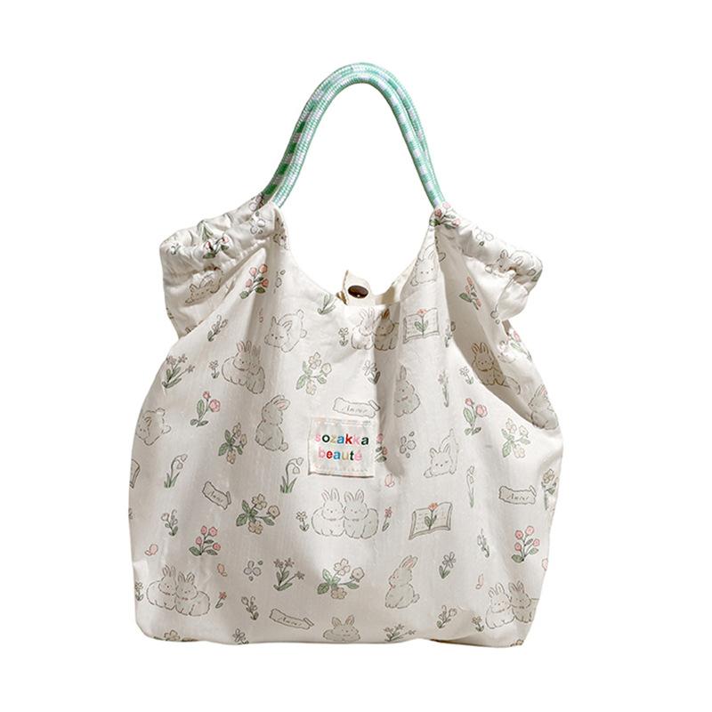 New niche broken flower canvas bag large capacity shoulder bag underarm bag portable shopping bag tote bag