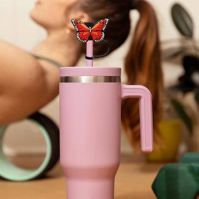 2Pcs Straw Cover Beautiful Butterfly Shape Silicone Straw Lid Food-grade Straw End Plug for Home Party Bar