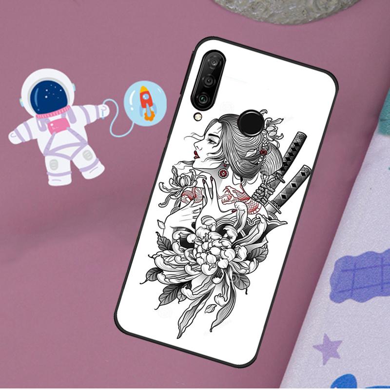 Samurai Warrior Geisha For Huawei Nova 5T 9 10 SE 7i 8i 11i 12i Y60 Y61 Y70 Y72 Y73 Y90 Y91 P20 P40 P30 Lite Case