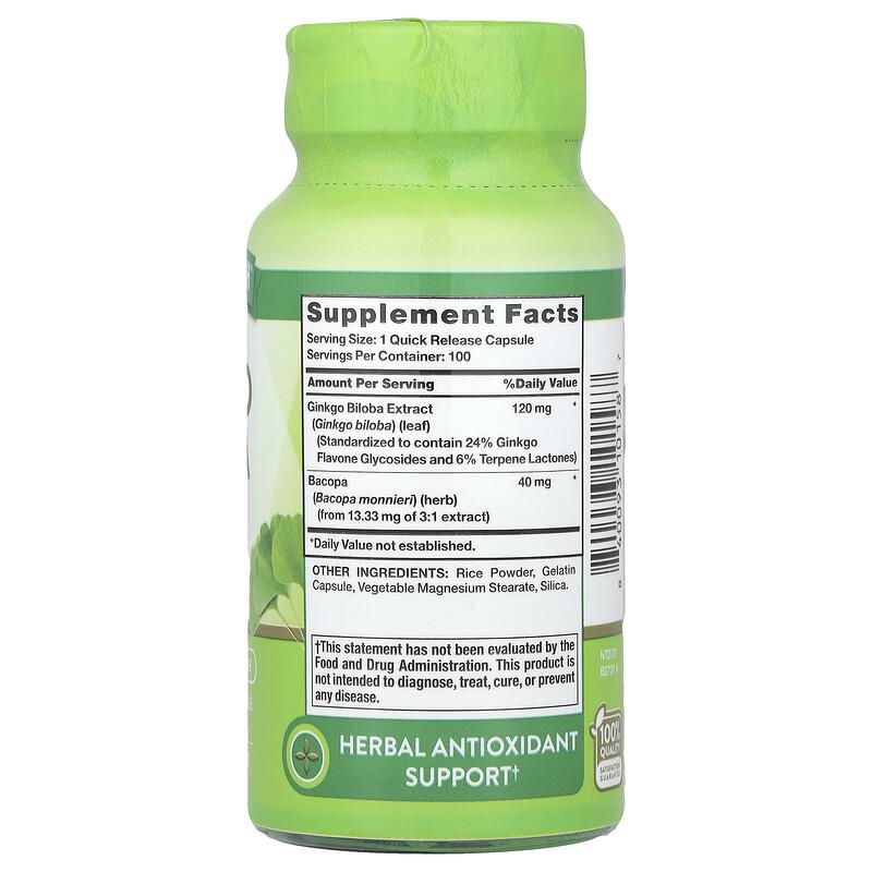 Ginkgo Biloba Plus Bacopa, 120 mg, 100 Quick Release Capsules