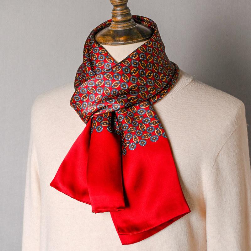 Black Mulberry Silk Men'S Scarf Imitation Silk Silk Scarf Plaid Men'S Middle-Aged And Old Scarf Spring, Autumn And Winter Thin