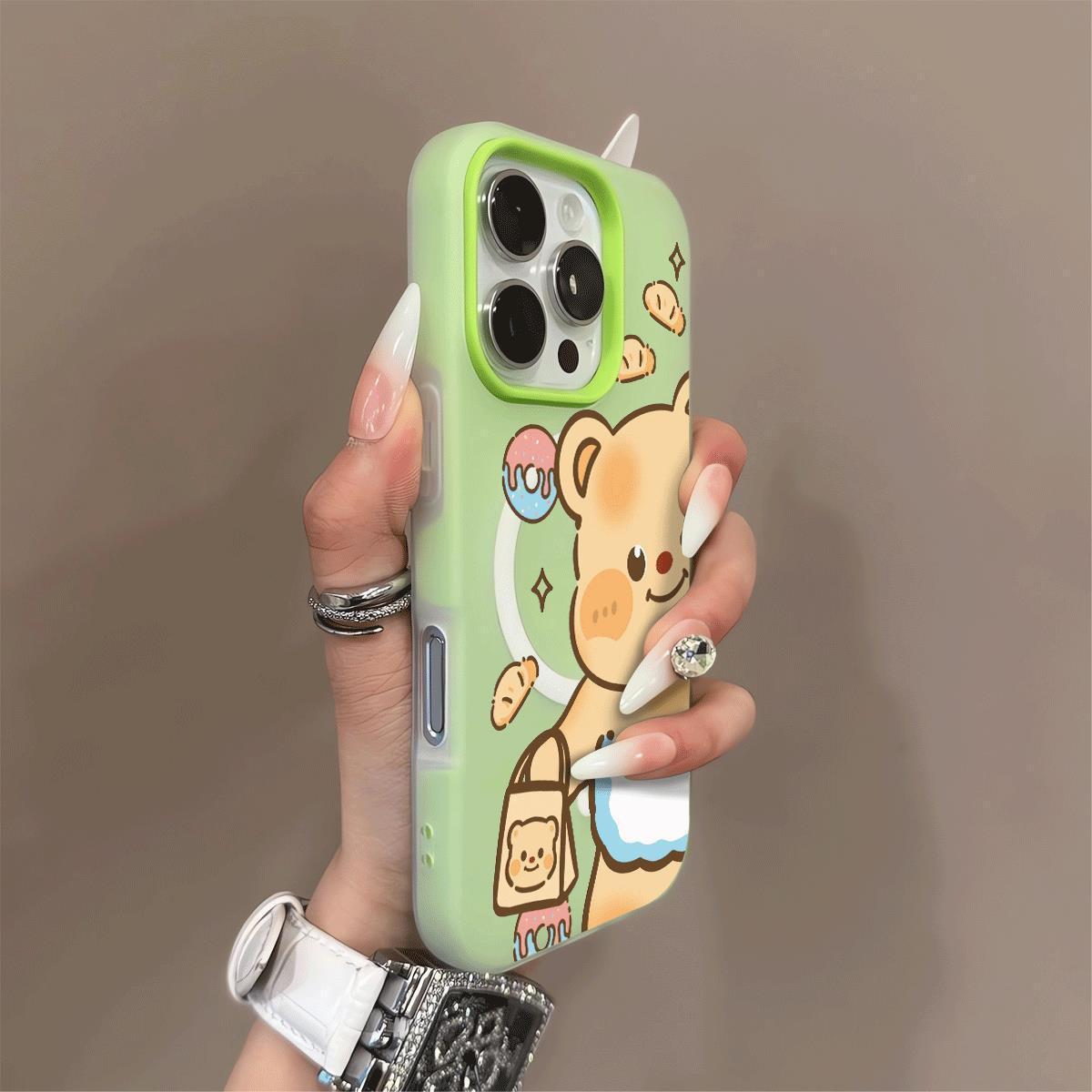

Anti-fall for Apple Phone Case Magnetic Stand Jelly 2-in-1 Magnetic for Apple Phone Case Premium Wave Cartoon Women For iPhone 17PROMAX