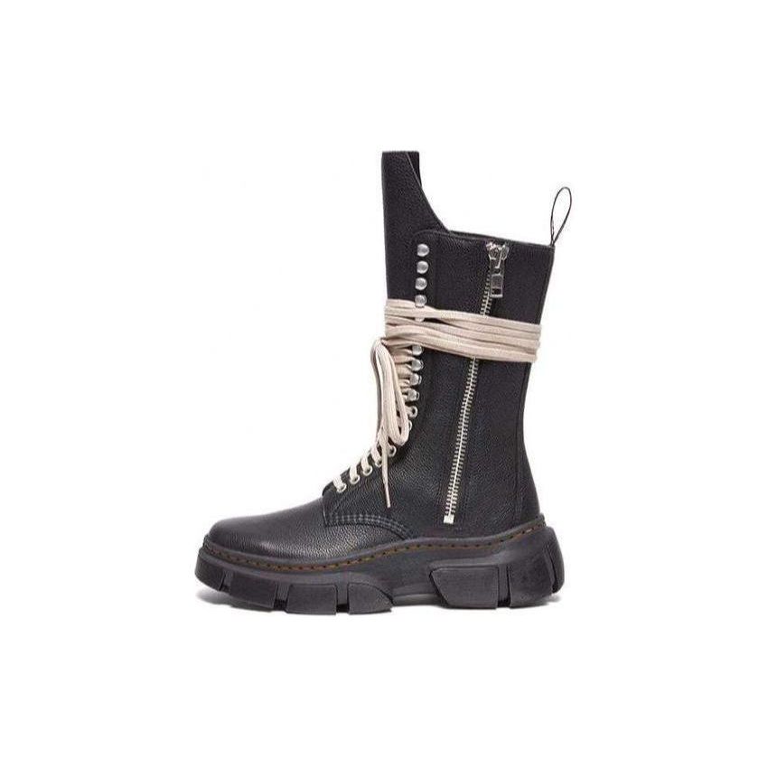 Rick Owens X Dr. Martens Leather Comfortable Lightweight Ankle Boots Women ankle boots Black 31750001X