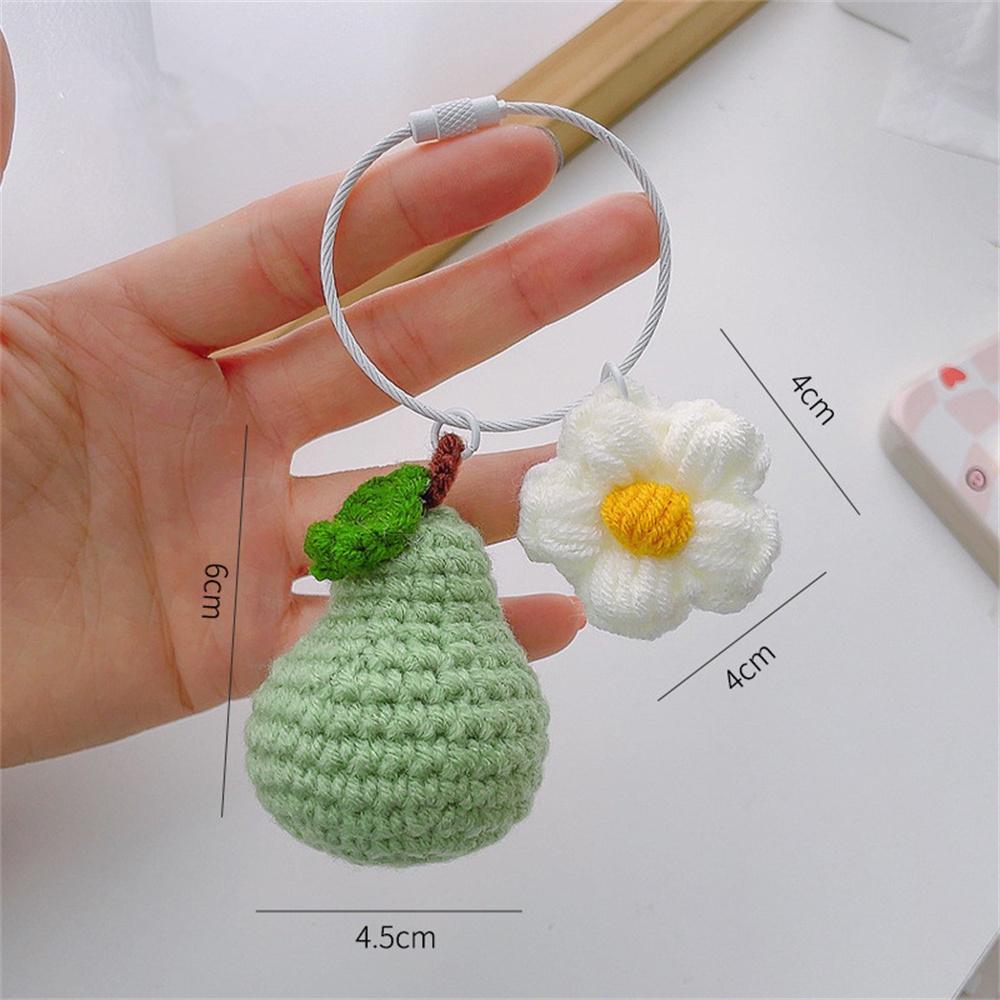 Handwoven Wool Knitting Keychain Pendant With Orange Strawberry Banana Sunflower Creative Bag Backpack Car Hangings Decoration