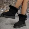 New Fashionable Bow Round Toe Elegant Snow Boots Winter Flat Wear-resistant Soft Students Plus Velvet Warm Women's Shoes