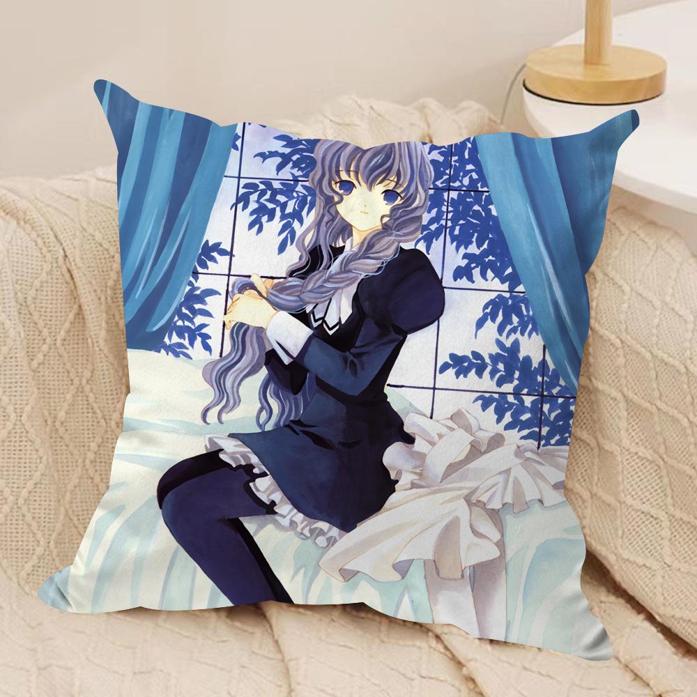 CChobits Anime cute Cushion Cover Silky Short Plush Invisible Zipper Dustproof Sofa Pillow Case for Home Decor