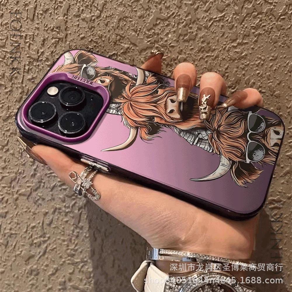 Cartoon Bull Head for Apple 15 Colored Silver iPhone14Pro Creative 11promax Matte 16 Protective Cover 17