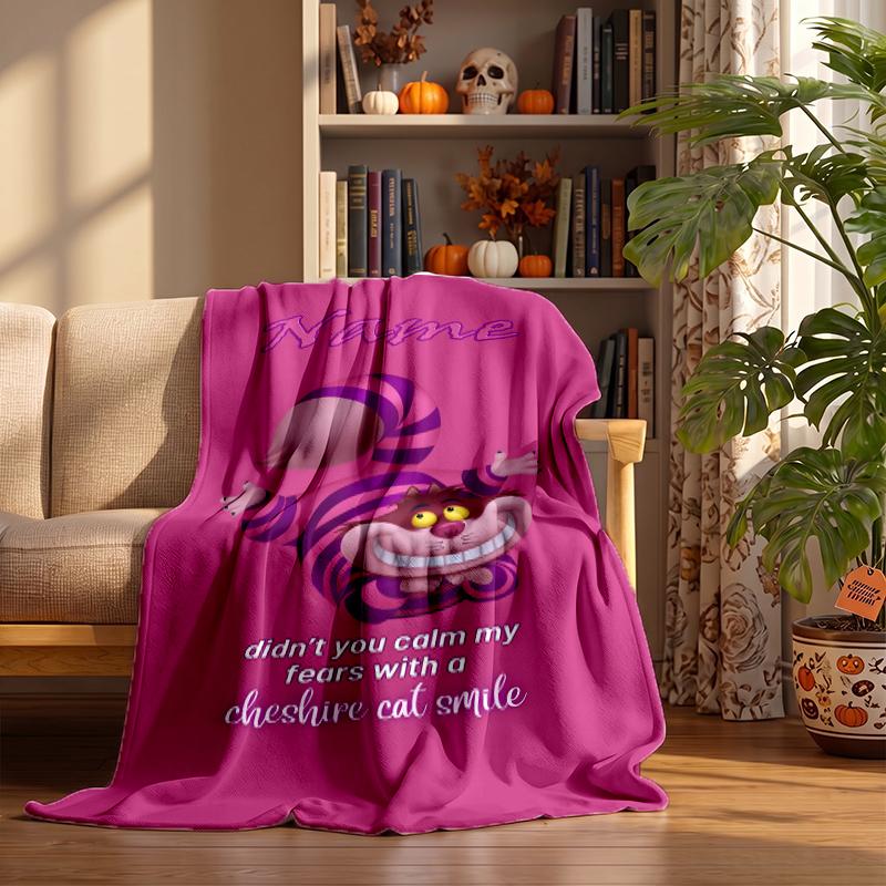 Cheshire Cat Custom Flannel Blankets Soft Warm Cozy Throws for Home Decor Holiday Gifts