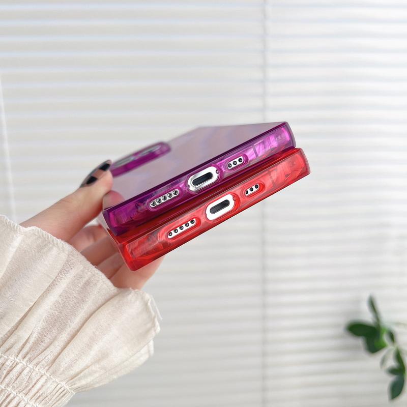 Neon Fluorescent Color Square Clear Phone Cases For iPhone 17 Pro Max Air 16 15 14 13 Fully Lens protected cover