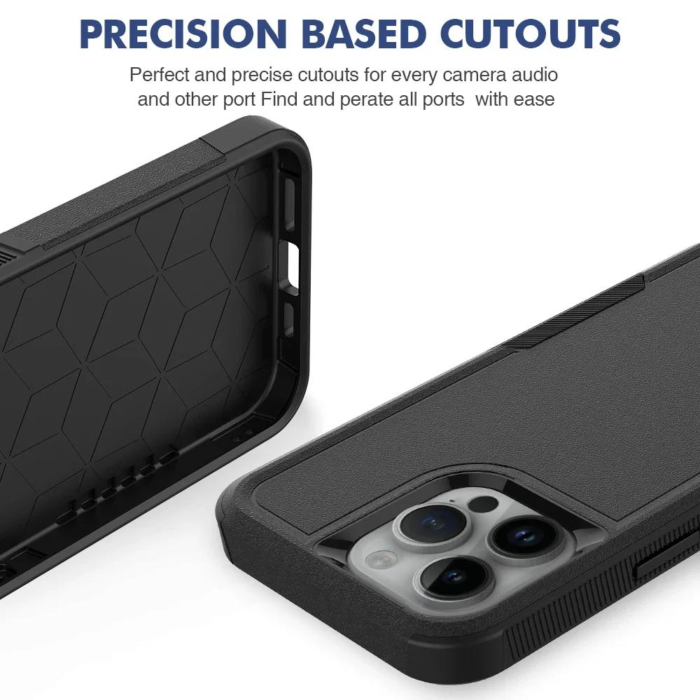 2IN1 PC+TPU Heavy Duty Rugged Armor Phone Case for IPhone 16 15 14 11 Pro Max Plus 13/12 XS/R 7/8 4/5G OTT Protector Cover Box