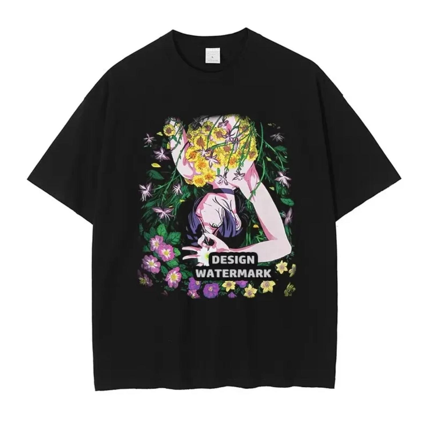 

Anime Chainsaw T Shirts Oversized Vintage Summer T-shirt Autumn Power Reze T Shirt Makima Tops Tees Cotton Clothing S чёрный