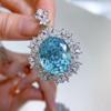New Nobility 100% 925 Sterling Silver Paraiba Necklace Top Grade 18*21mm Diamond Pendant Gemstone Wedding Bride Fine Jewelry