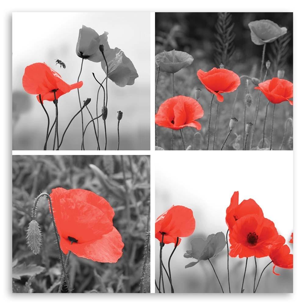 Impression sur toile, Ensemble de coquelicots rouges