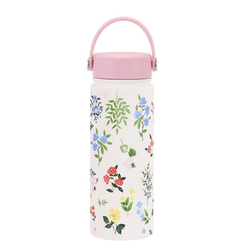Stainless Steel Insulated Water Bottle 550ml Wide Mouth Portable Travel Mug With Handle Outdoor Gym Office