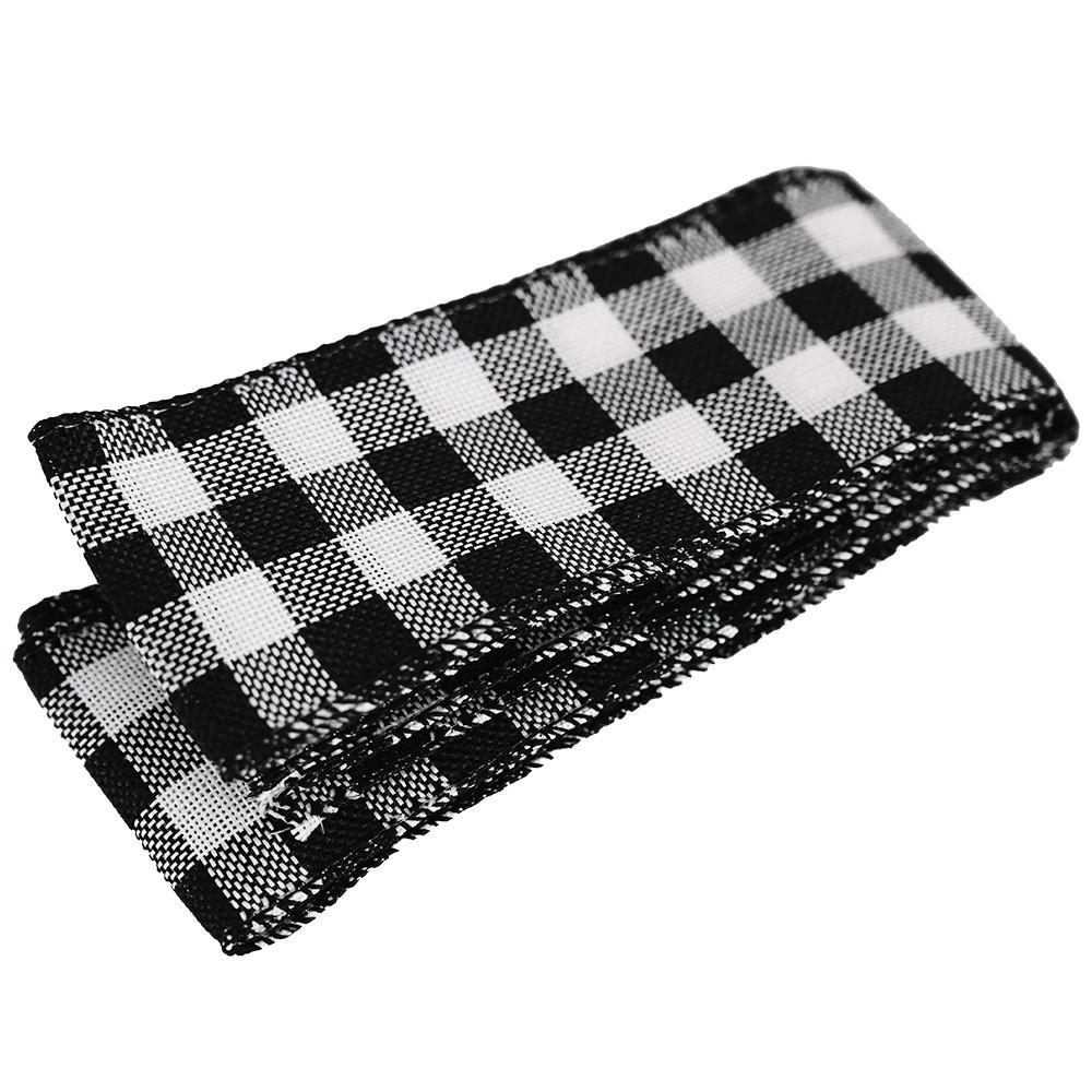 

Роскошные рождественские декоративные ленты в красивую черно-белую и красную клетку для поделок, к празднику BlackWhite Ribbon