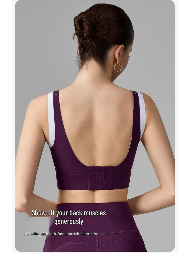Women's Color Block Sports Bra with Chest Pads - U-Shaped Back Yoga Tank 2026