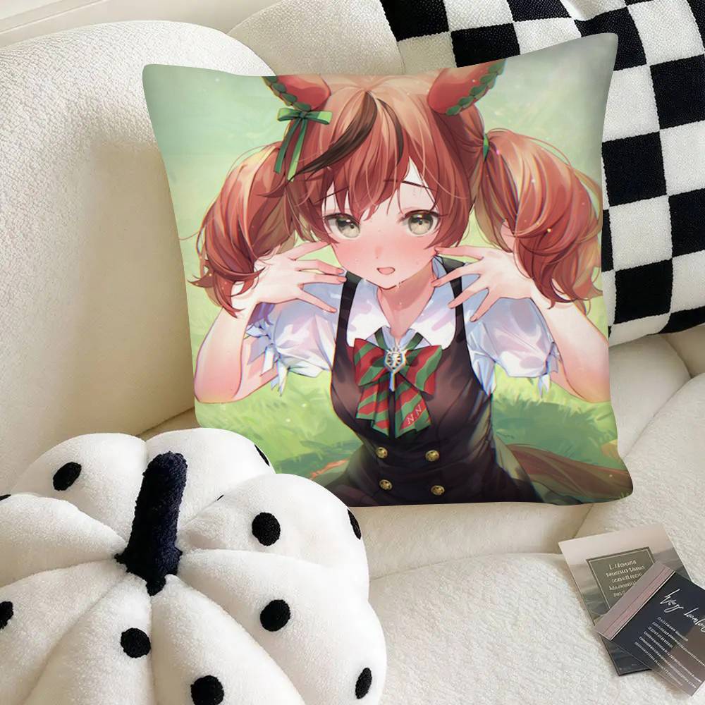 Schöne Natur Niedliches Anime-Mädchen Umamusume Kissenbezug Quadratisches Kissen Schlafzimmer Sofa Freizeit Komfort Kissen Auto Heimdekoration