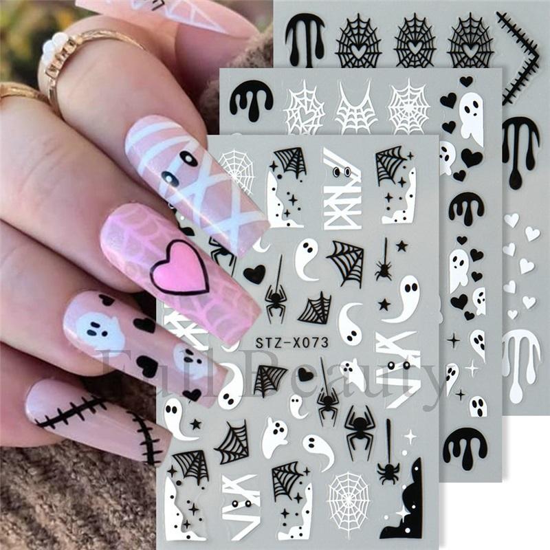 New Nail Art Stickers Ins Halloween Funny Little Ghost Love Spider Web Adhesive Nail Stickers