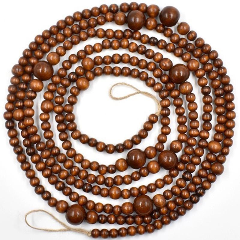 Natural Wooden Bead Strands For Christmas Tree Decors And Gift Wrapping Accent J0MC