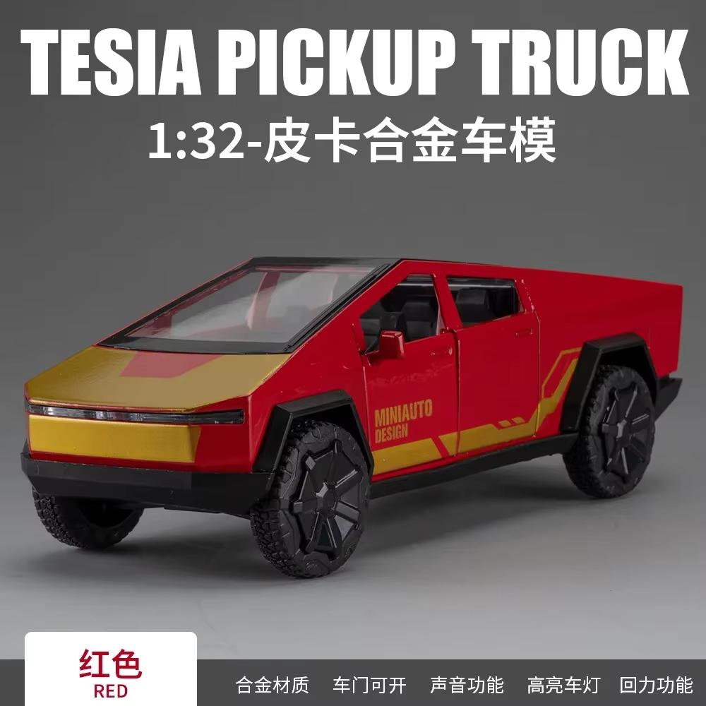 VKYA1 1/32 Tesla Cybertruck Modell 3 Modell S Modell X Modell Y Spielzeugauto Diecast Metall Off Road Sammlung Rückzieher Sound Licht Geschenk Junge