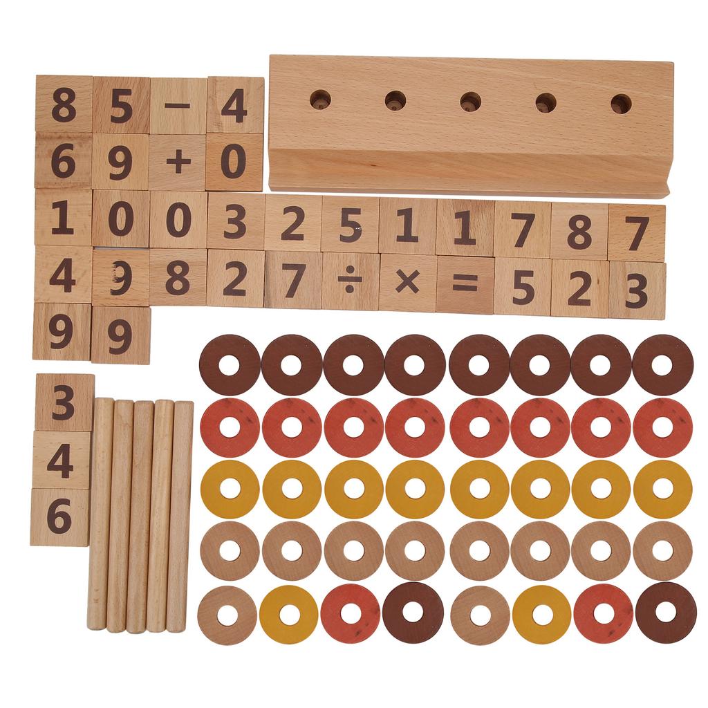 Children Wooden Blocks and Rings Stacking Toys Number Counting Learning Education Toy