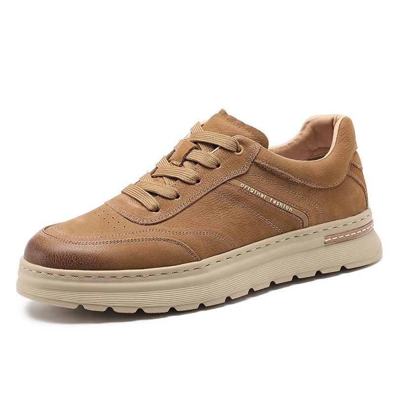 

Мужские модные ретро кожаные кеды - Коллекция Осень 2025: Повседневная рабочая обувь на толстой подошве 2503. Size 41 жёлтый