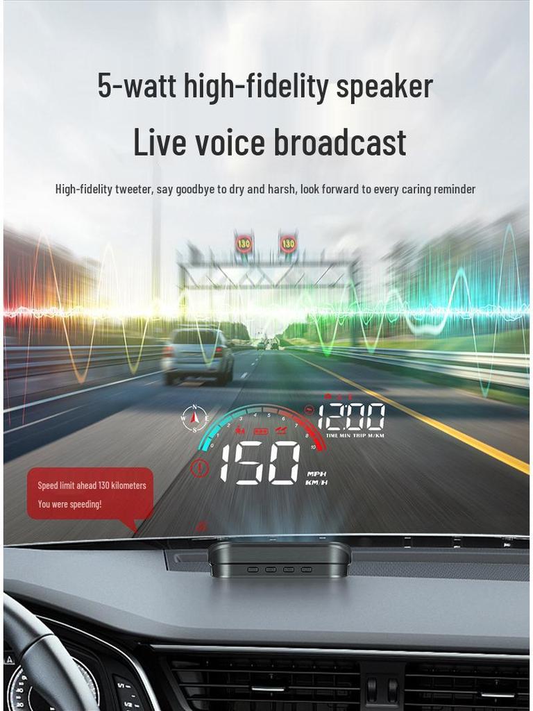 Multifunctional Car HUD with GPS, OBD Speed Display & Voice Alerts