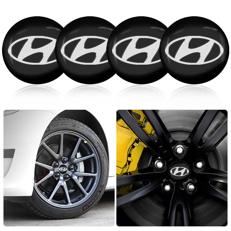 4pcs 56mm Aluminum Alloy Car Wheel Center Decal Hub Sticker For Hyundai Tucson Solaris I30 Creta Ix35 I40 Veloster Santafe