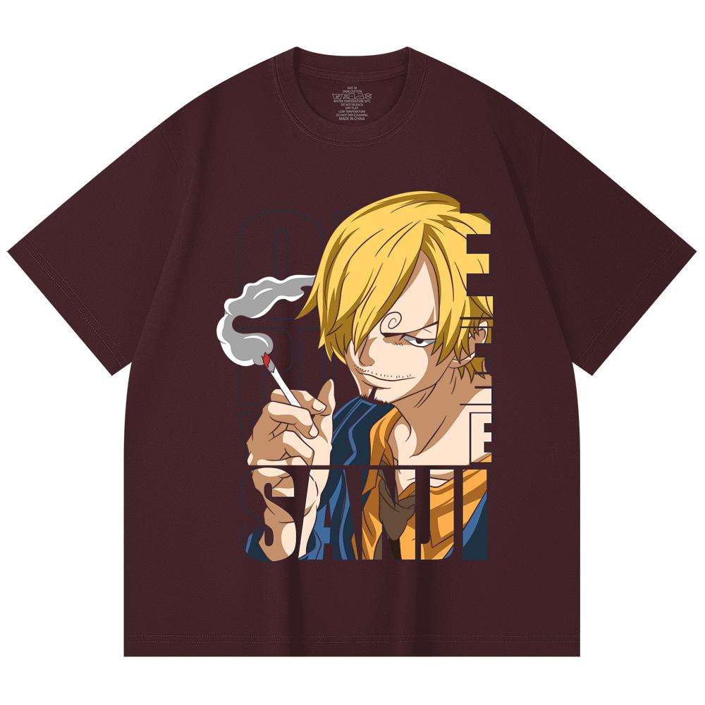 230 Gsm 100% Cotton One Piece V62 Sanji Print Unisex Heavy Cotton T Shirt