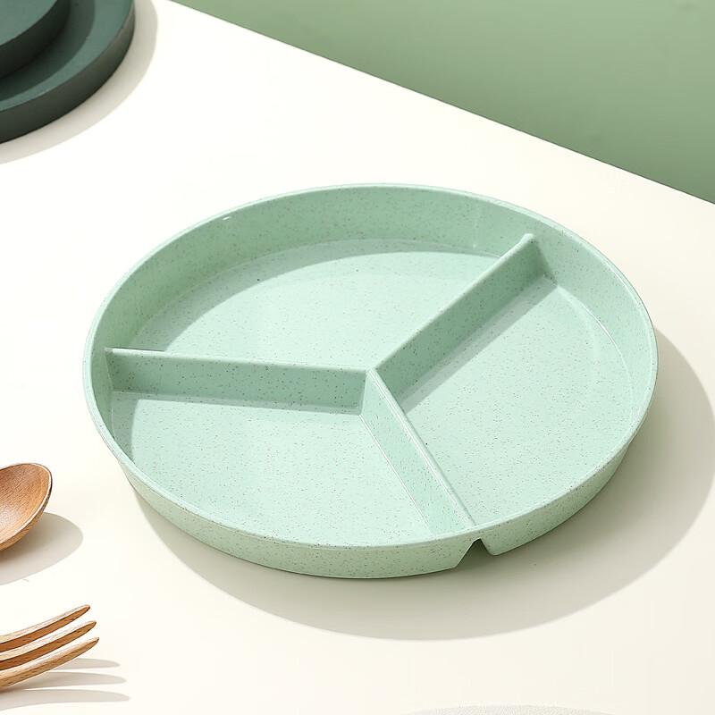 ZISIZ Deep Round Divided Plastic Dinner Plate Set